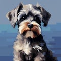 Colorful Pixel-art Portrait Of A Miniature Schnauzer