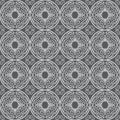 White on grey hand drawn wavy line tile in a circle seamless repeat pattern background Royalty Free Stock Photo