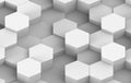 White And Grey Hexagon Background Texture. 3d render Royalty Free Stock Photo
