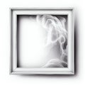 White and grey swirling smoke square frame isolated on white background. Royalty Free Stock Photo