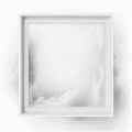 White and grey swirling smoke square frame isolated on white background. Royalty Free Stock Photo