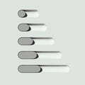 White and grey toggle buttons on light background. 3d rendering.