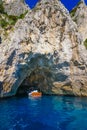 The White Grotto of the island of Capri, Italy. Royalty Free Stock Photo