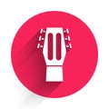 White Guitar icon isolated with long shadow. Acoustic guitar. String musical instrument. Red circle button. Vector Royalty Free Stock Photo