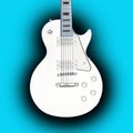 White guitar isolated on blue background