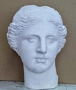 White gypsum statue Venus head. Plaster head bust