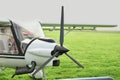 The white gyrocopter at the airfield Royalty Free Stock Photo