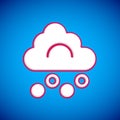 White Hail cloud icon isolated on blue background. Vector