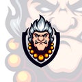 White Hair Angry Old Guy wear Golden Necklace Vector Mascot