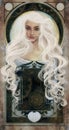 White haired beauty over art novo background