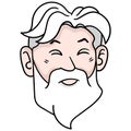 White haired old man with a friendly and happy face. carton emoticon. doodle icon drawing