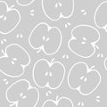 Half apple  seamless pattern illustration on green background . Royalty Free Stock Photo