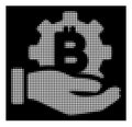 White Halftone Bitcoin Development Service Hand Icon