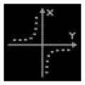 White Halftone Dotted Hyperbola Plot Icon
