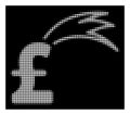 White Halftone Fortune Falling Pound Icon