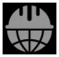 White Halftone Global Safety Helmet Icon