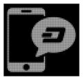 White Halftone Smartphone Dash Message Icon