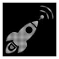 White Halftone Space Rocket Radio Translation Icon