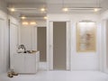 White hall interior design in modern style with white walls