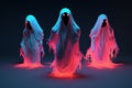 White halloween horror ghost dark fear night spooky costume neon