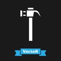 White Hammer icon isolated on black background. Tool for repair. Vector.