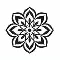 Bold Flower Mandala Icon: Black And White Graphic Design Royalty Free Stock Photo