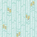 White hand drawn rregular tribal herringbone stitches on mint background vector seamless pattern. Geometric drawing