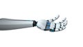 A white hand of the humanid robot on the white background Royalty Free Stock Photo