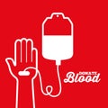 White hand and iv bag donate blood transfusion campaing