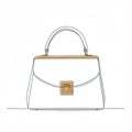 White handbag illustration with a structured design, featuring a top handle and gold Royalty Free Stock Photo