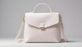 White Handbag with Top Handle and Flap Buckle on Neutral Display Royalty Free Stock Photo