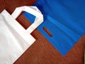 White handle loop bag, Blue color d cut bag, Non Woven Bags