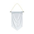 White hanging pennant. Blank fabric flag vector illustration