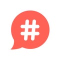 White hashtag icon in red speech bubble Royalty Free Stock Photo