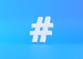 White hashtag symbol on a blue background