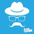 White hat with mustache and glasses