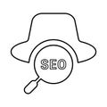 White hat SEO icon. Line, outline design