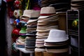 White hats in a row Royalty Free Stock Photo