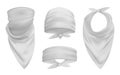 White head bandana realistic 3d accessory illustrations set