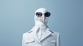 Minimalist Fashion Portrait Of Seagull In Hyper-realistic Sci-fi Style