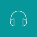 White headphones icon. Flat vector earphones, headset icon isolated on blue