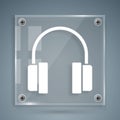 White Headphones icon isolated on grey background. Earphones. Concept for listening to music, service, communication and Royalty Free Stock Photo