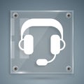 White Headphones icon isolated on grey background. Earphones. Concept for listening to music, service, communication and Royalty Free Stock Photo