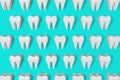 White healthy teeth motion 3D rendering pattern on blue background. National Dentist\'s Day Digital molar tooth anatomy Royalty Free Stock Photo