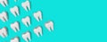 White healthy teeth motion 3D rendering pattern on blue background. National Dentist\'s Day Digital molar tooth anatomy Royalty Free Stock Photo