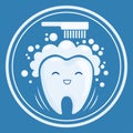 White and healthy tooth, cure icon, dental prevention sign