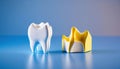 White healthy tooth, different tools for dental care. Dental background, Generative Ai