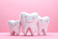 White healthy tooths on pink background Royalty Free Stock Photo