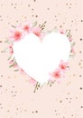 White heart cherry blossom decorated wallpaper Royalty Free Stock Photo