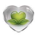 White heart `grey` with green ecological symbol Royalty Free Stock Photo